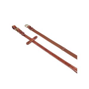 et03011-cognac-rubber-reins-for-horse-english-bridle-with-brass-buckles-equestro-d-loading