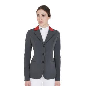 et06001-grey-burgundy-three-button-competition-jacket-for-women-equestro-grey-burgundy