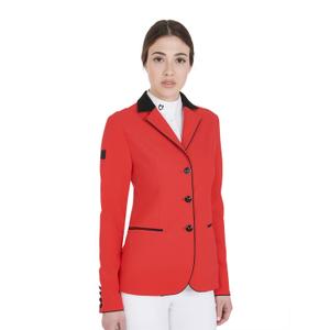 et06001-red-black-three-button-competition-jacket-for-women-equestro-red-black