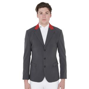 et06101-grey-burgundy-three-button-competition-jacket-equestro-grey-burgundy