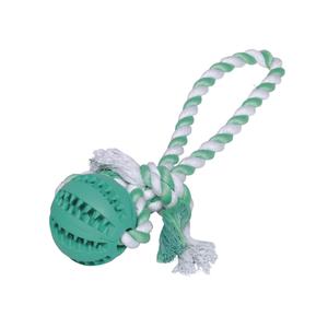 61218-rubber-ball-with-rope-for-dogs-nobby-pet-dental-line-turquoise-white-7x30-cm